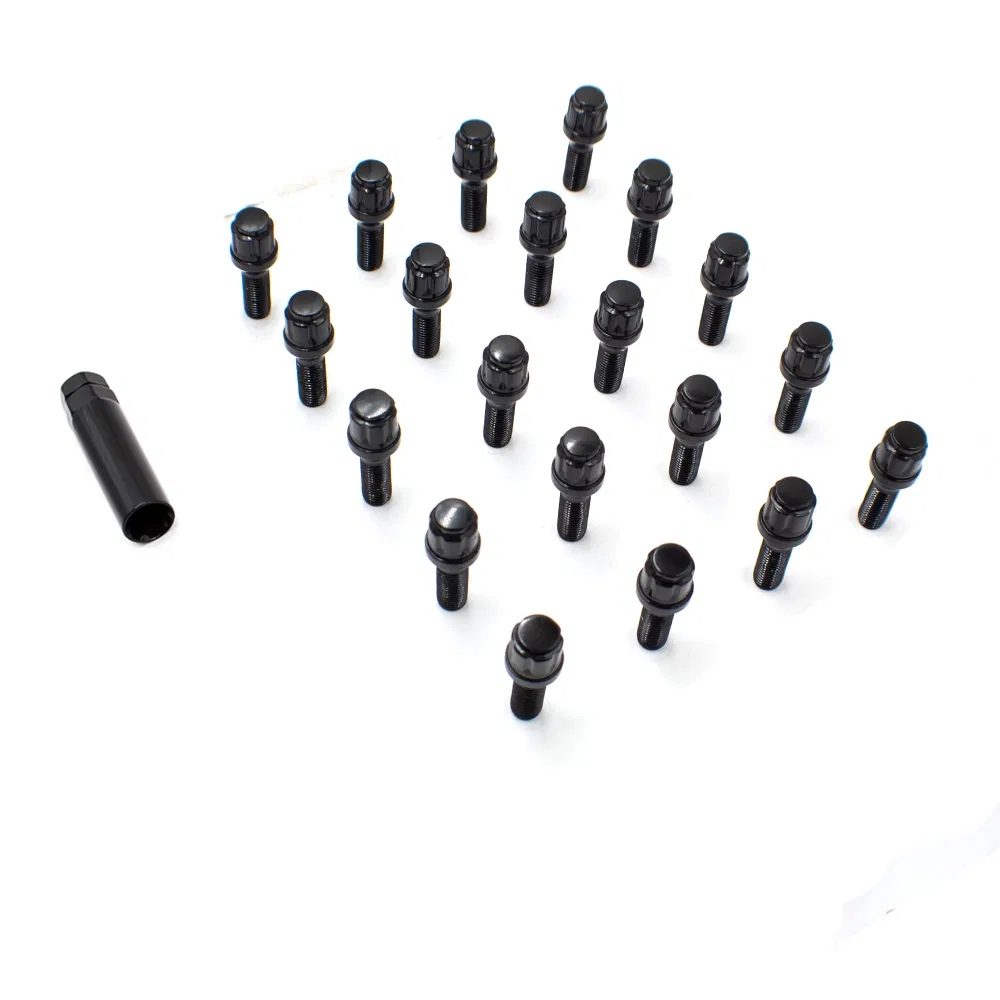 63K548-28BLK – REVOLUTION Lug Bolt, 5 Lug Kit 14 Millimeter x 1.5 Thread Size 60 Degree Conical Spline Drive Acorn Du...
